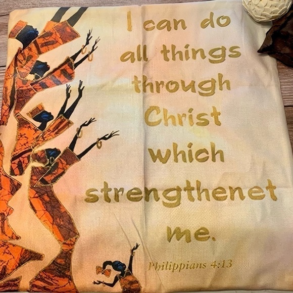 NWT Boho Holiday Pillow Cover with Motivational Bible quote - one cover - Picture 2 of 5